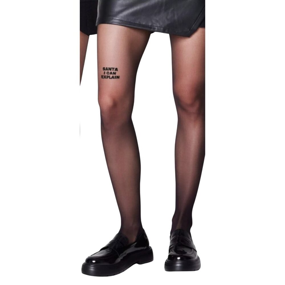 Saint Sass Holiday Santa I Can Explain Tights in Black